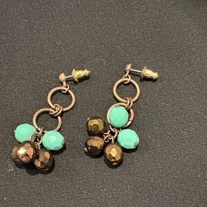 Elegant Turquoise and Bronze Dangle Earrings